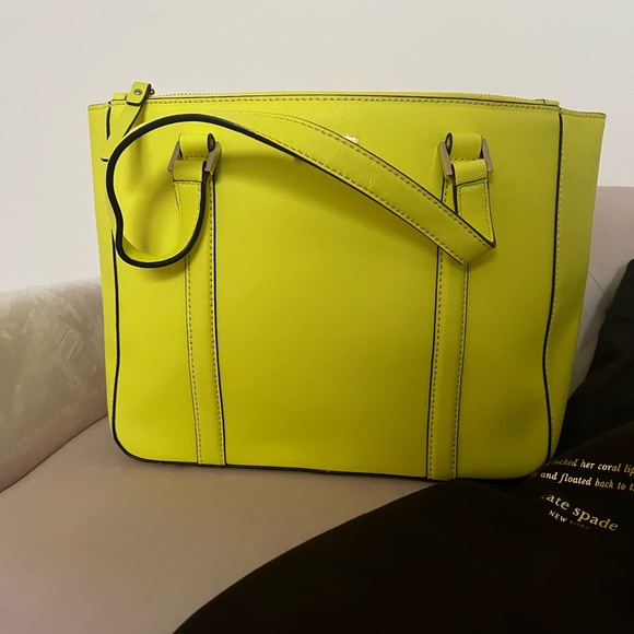 Authentic Kate Spade purse neon vibrant green tote - Picture 5 of 9